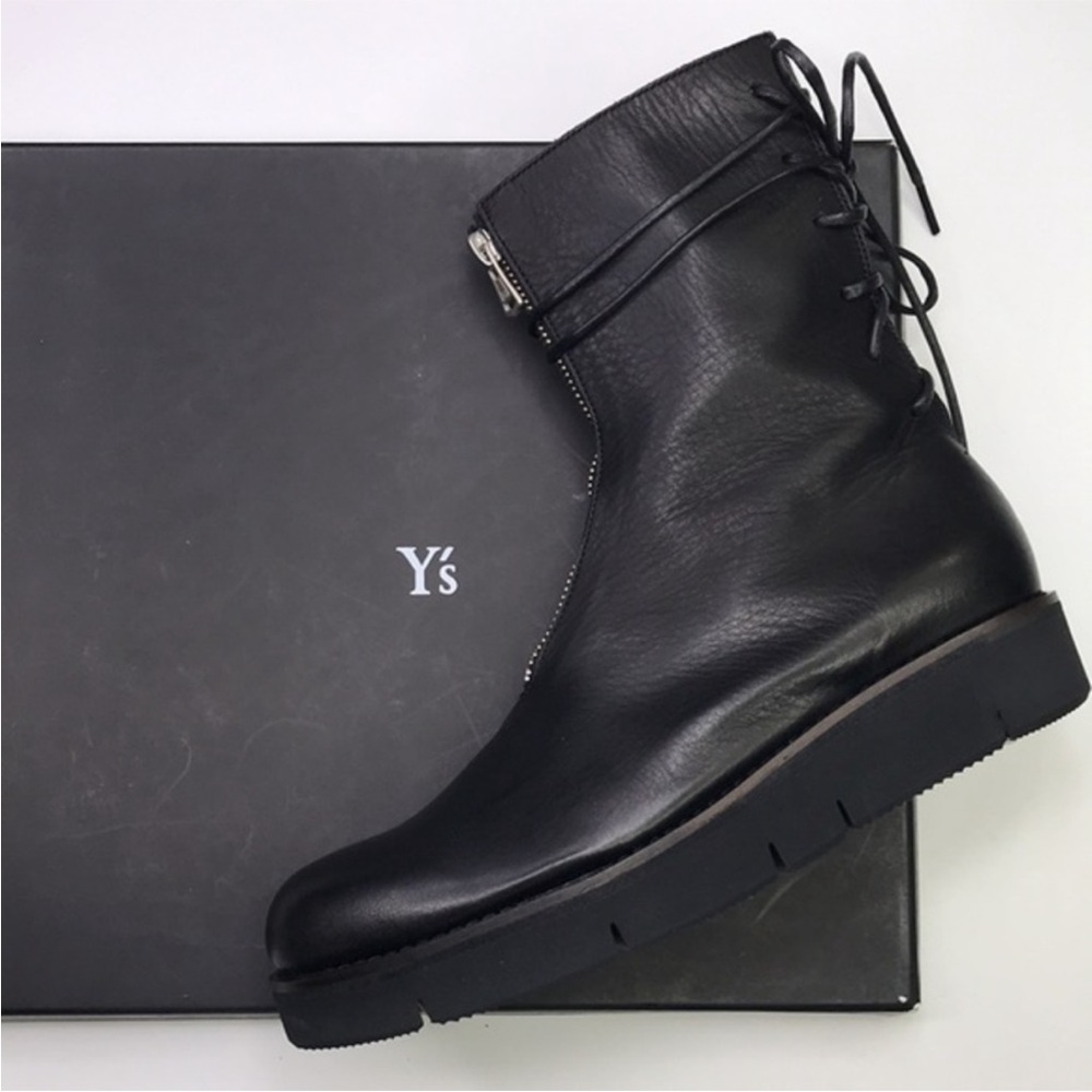 Y’s by Yohji Yamamoto Women’s Black Leather Zip up & Lace Boot Sz 6.5